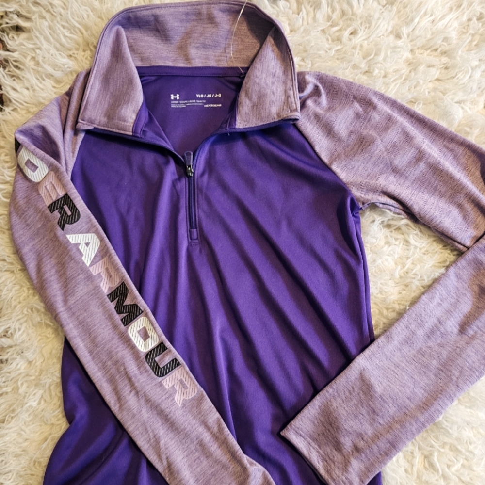 Under Armour Youth Girls Purple Dri Fit Lightweight Half Zip Pullover